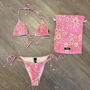Pink Floral Triangl Bikini | Top Size: Medium & Bottom Size: Small